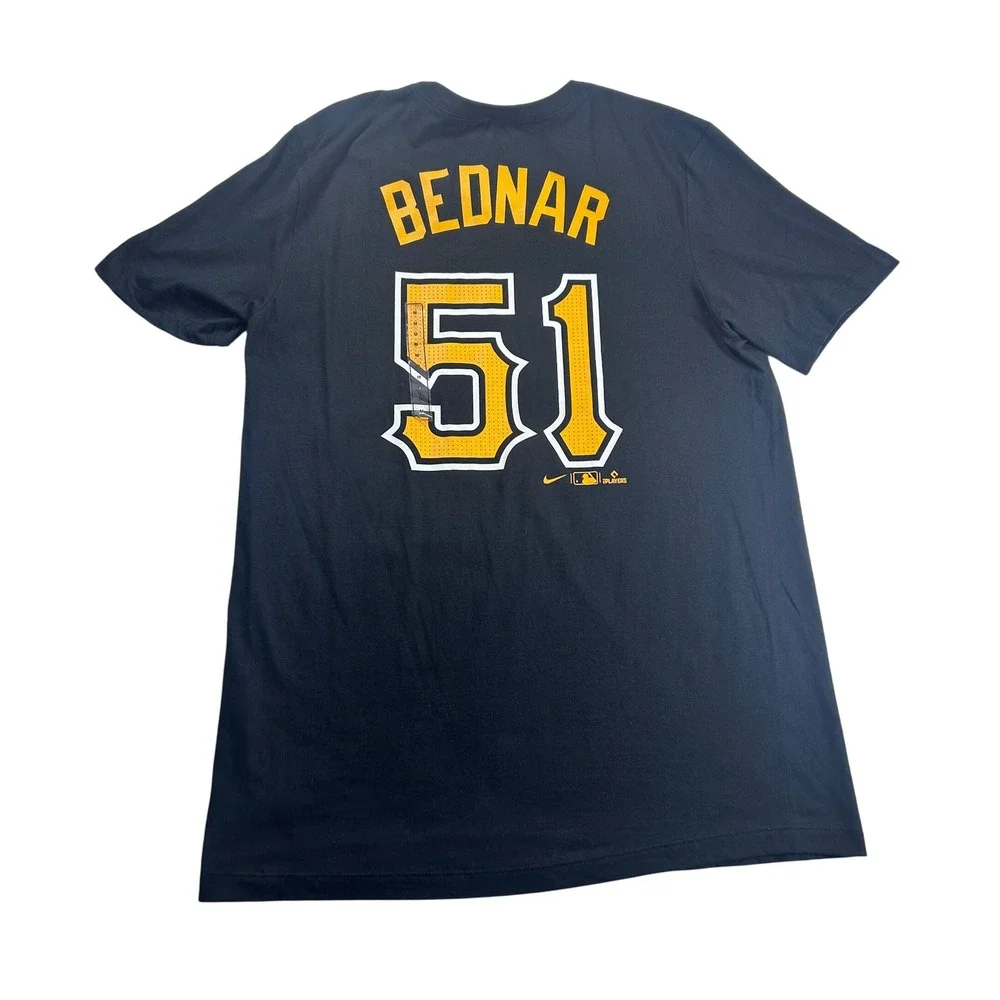 Pittsburgh Pirates David Bednar Nike MLB‎ Baseball Black T-Shirt Size Medium NWT